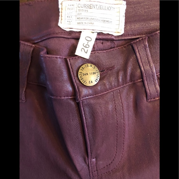 CURRENT/ELLIOTT Stretch Leather Jeans mid-rise 26 - Picture 3 of 6